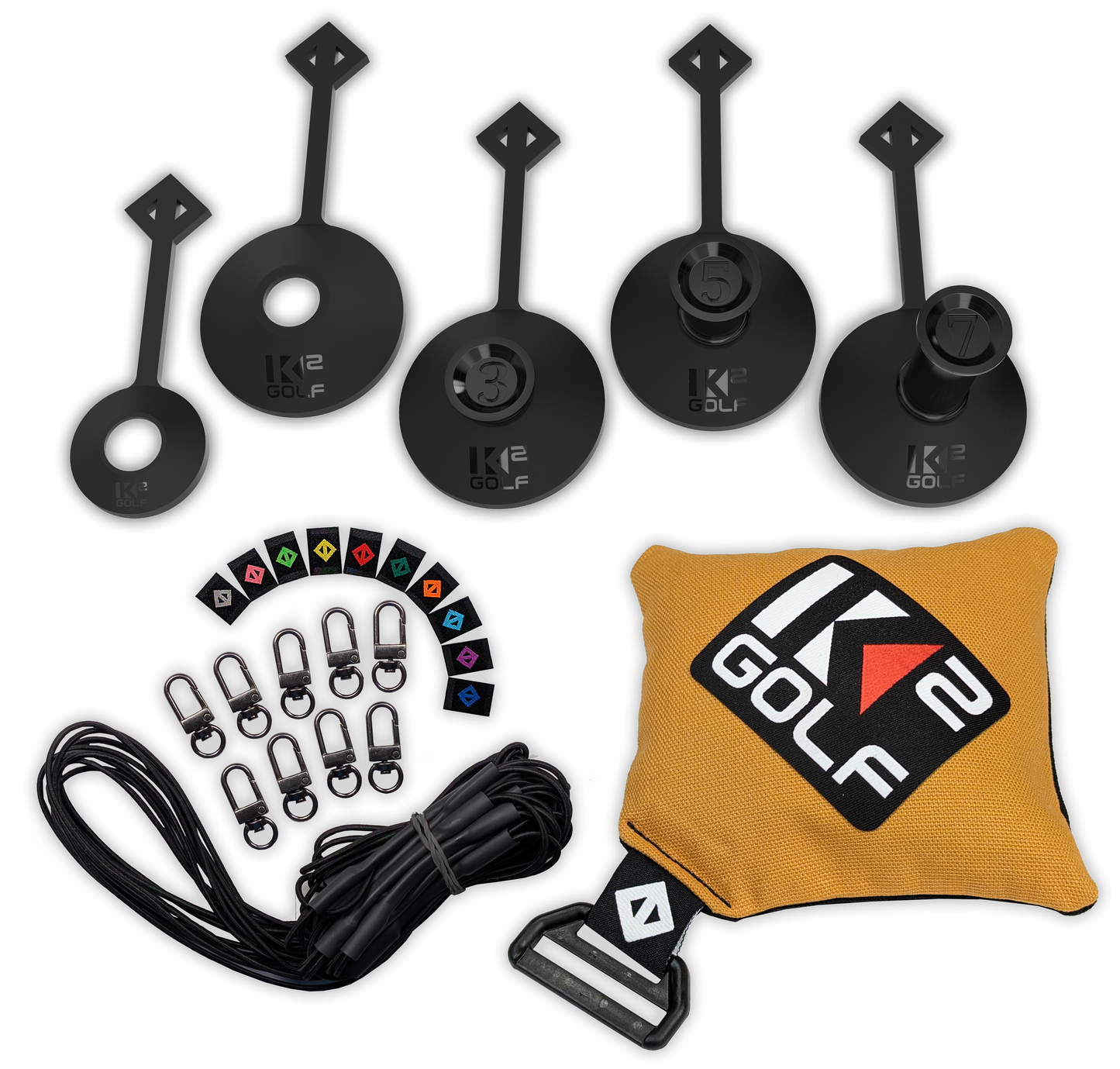 BUNDLE RANGE TOKEN (1,2,3,5,7) & TETHER PACK (Anchor, 8 Bungee Cords, 8 Swivel Clips and 8 Diamond ID Sleeves)