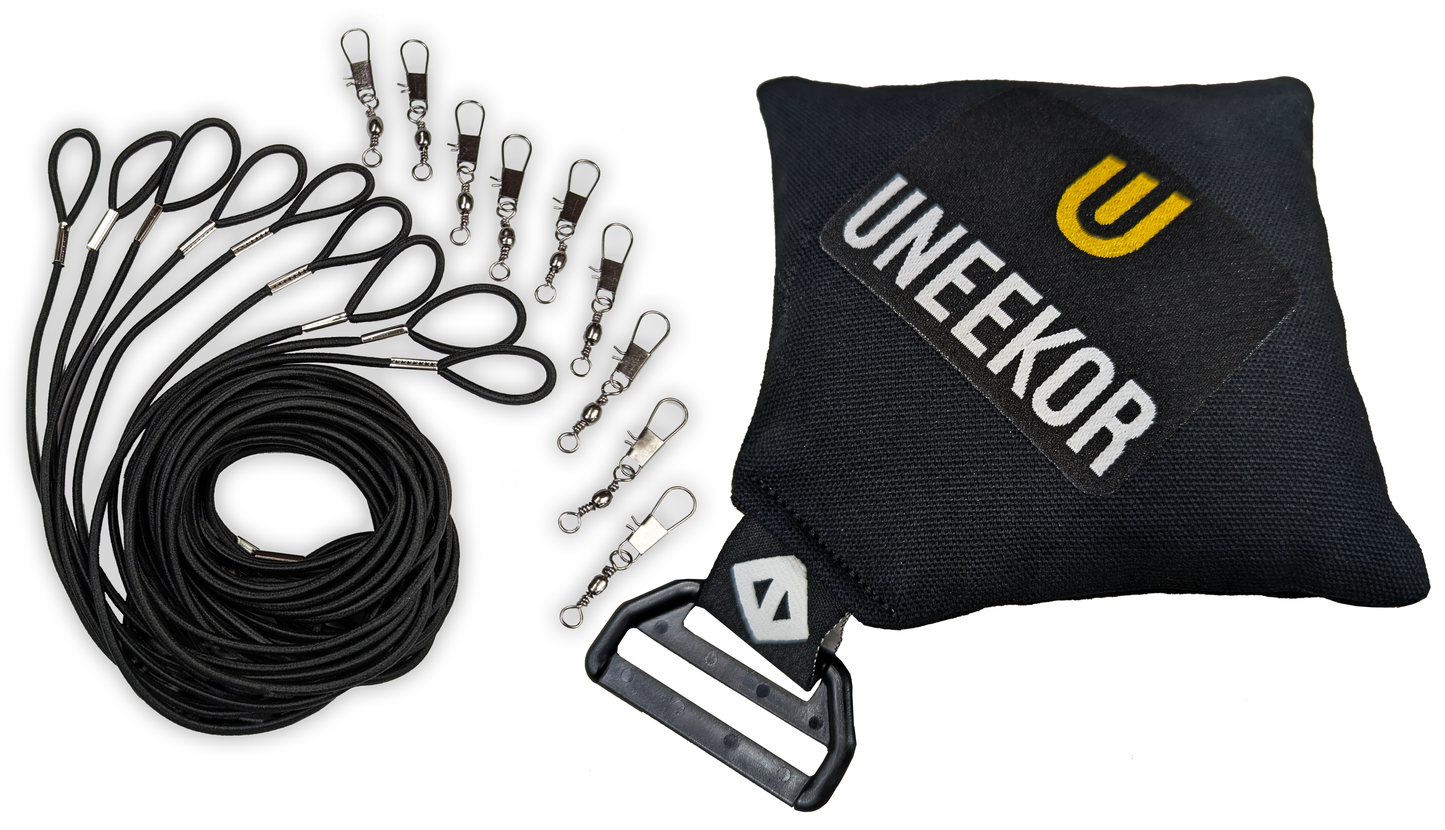 TETHER PACK (Anchor, 9 Bungee Cords and 9 Swivel Clips)